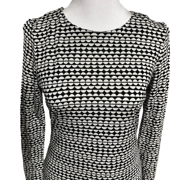 Banana Republic Black White Silk Long Sleeve Women’s  Shift Dress (Sz 0) - Picture 2 of 13